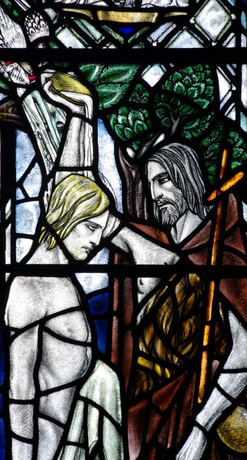 Baptism of Jesus in stained glass